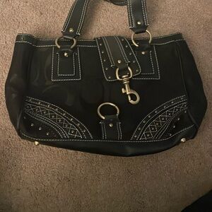 Coach Black Shoulder Bag with Gold Accents